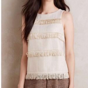 Anthropologie Sunday in Brooklyn Metallic Fringe Tank Top Blouse Size XS
